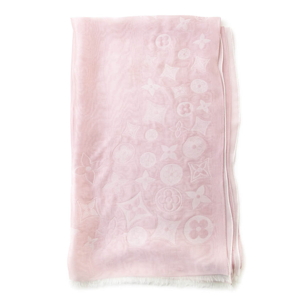 Louis Vuitton Pink Silk Monogram Oblong Scarf