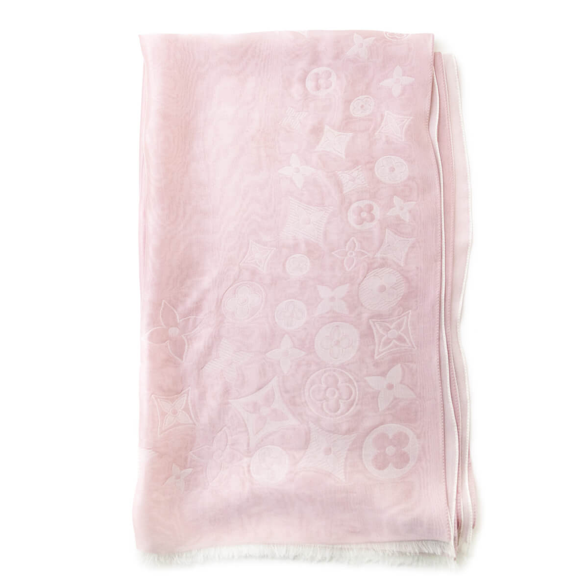 Louis Vuitton Pink Silk Monogram Oblong Scarf