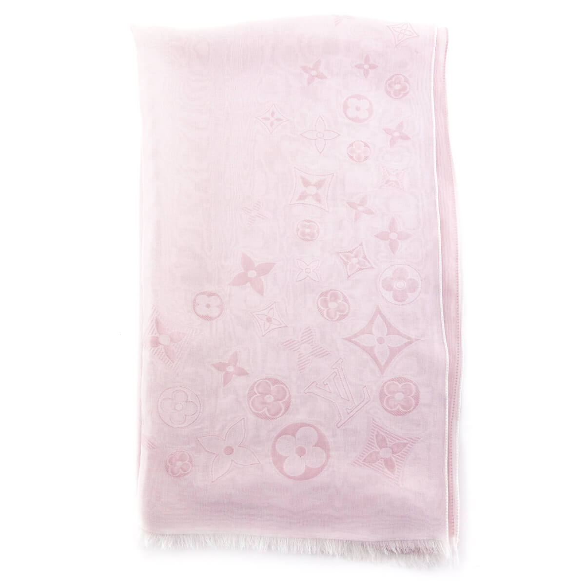 Louis Vuitton Pink Silk Monogram Oblong Scarf