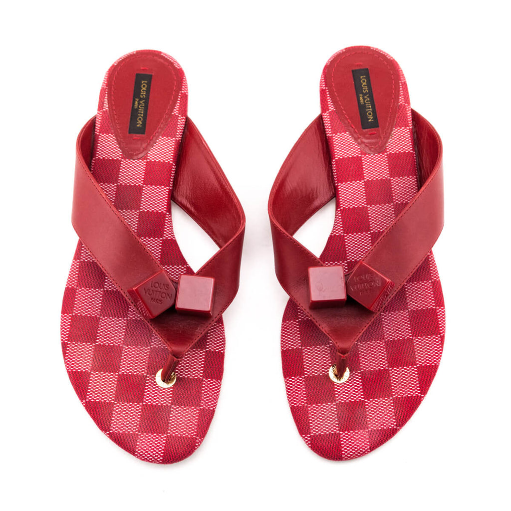 Louis Vuitton Damier Couleur Carmine Flip Flop Sandals Size US 11 | EU 41