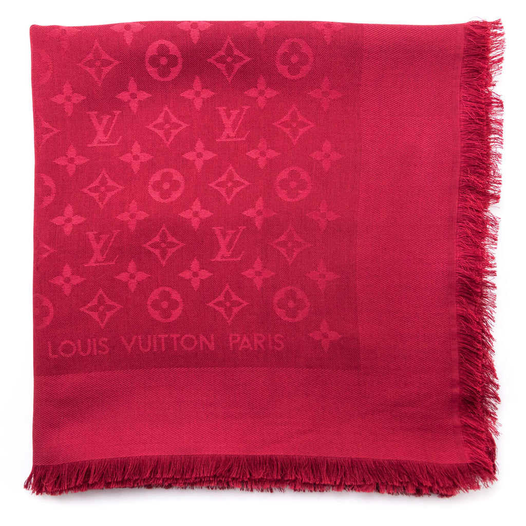 Louis Vuitton Red Monogram Wool & Silk Shawl