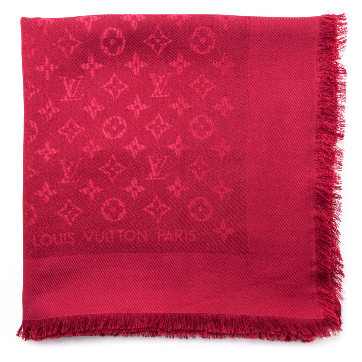 Louis Vuitton Red Monogram Wool & Silk Shawl