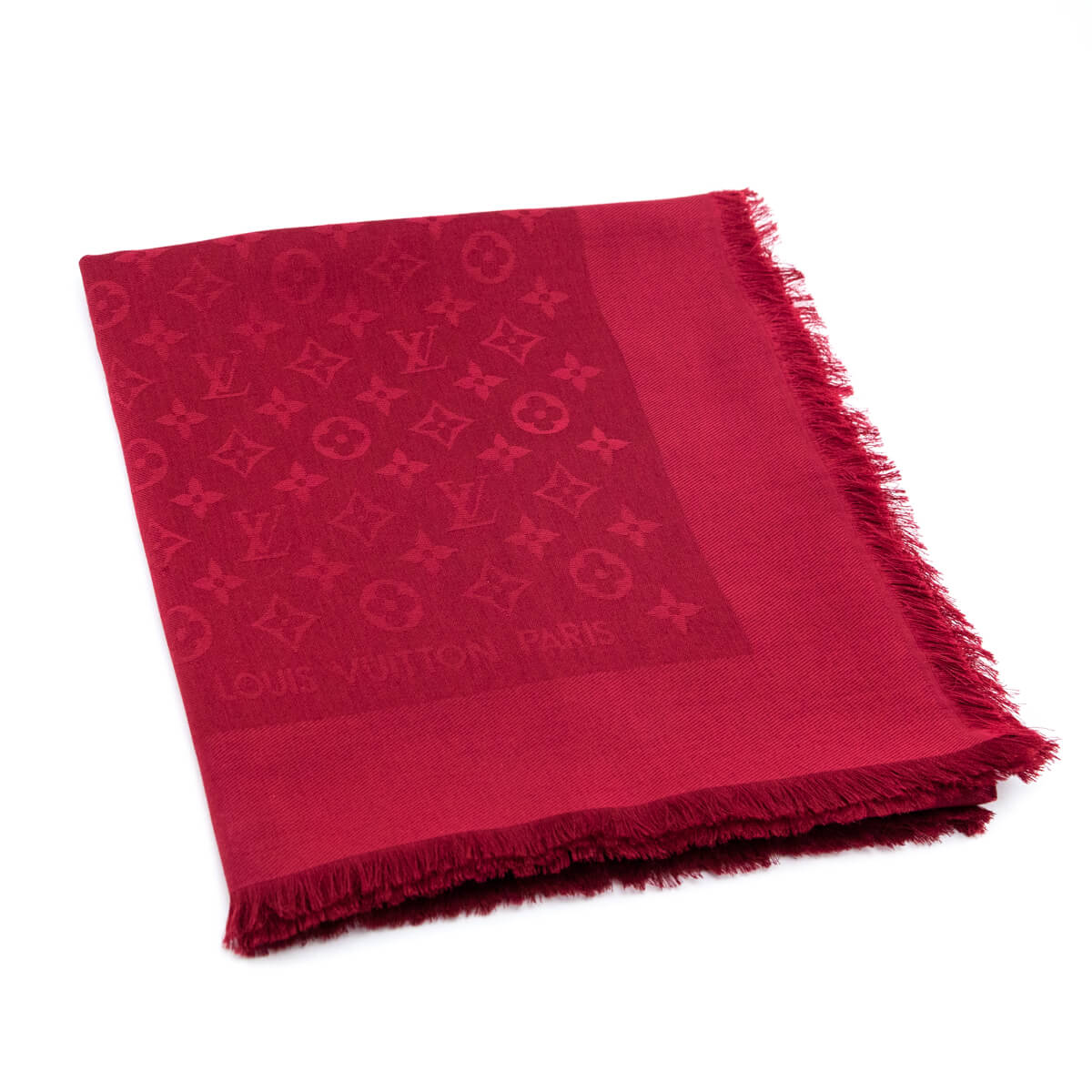 Louis Vuitton Red Monogram Wool & Silk Shawl