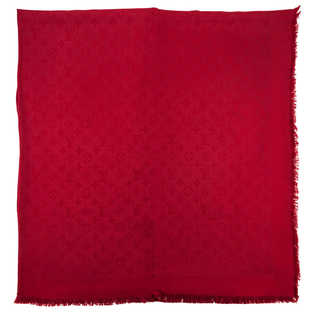 Louis Vuitton Red Silk & Wool Monogram Classic Shawl