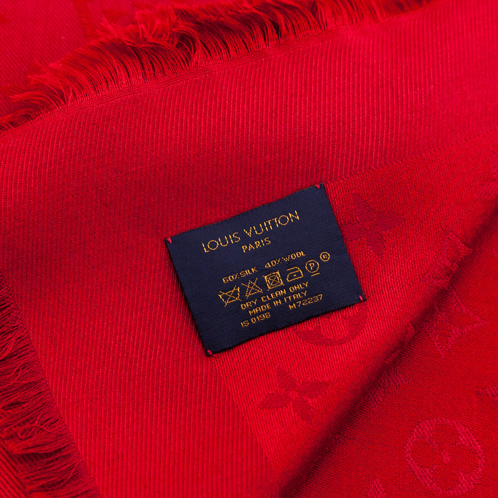 Louis Vuitton Red Silk & Wool Monogram Classic Shawl