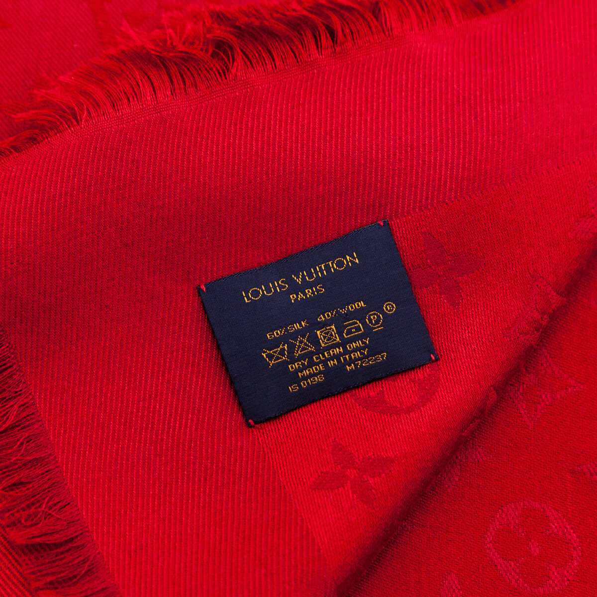 Louis Vuitton Red Silk & Wool Monogram Classic Shawl