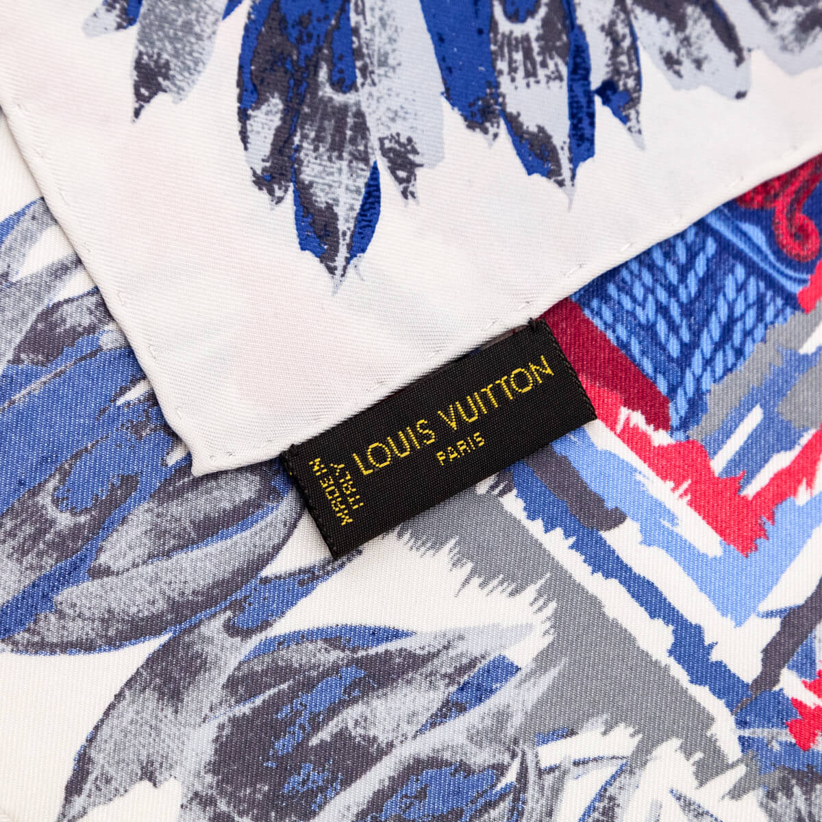 Louis Vuitton Red & Blue Silk Monogram Paradis Scarf