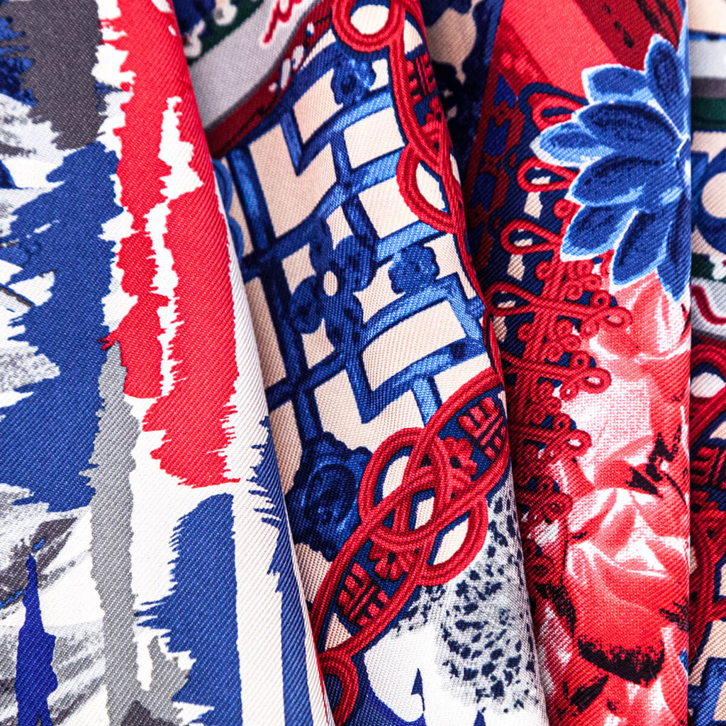 Louis Vuitton Red & Blue Silk Monogram Paradis Scarf