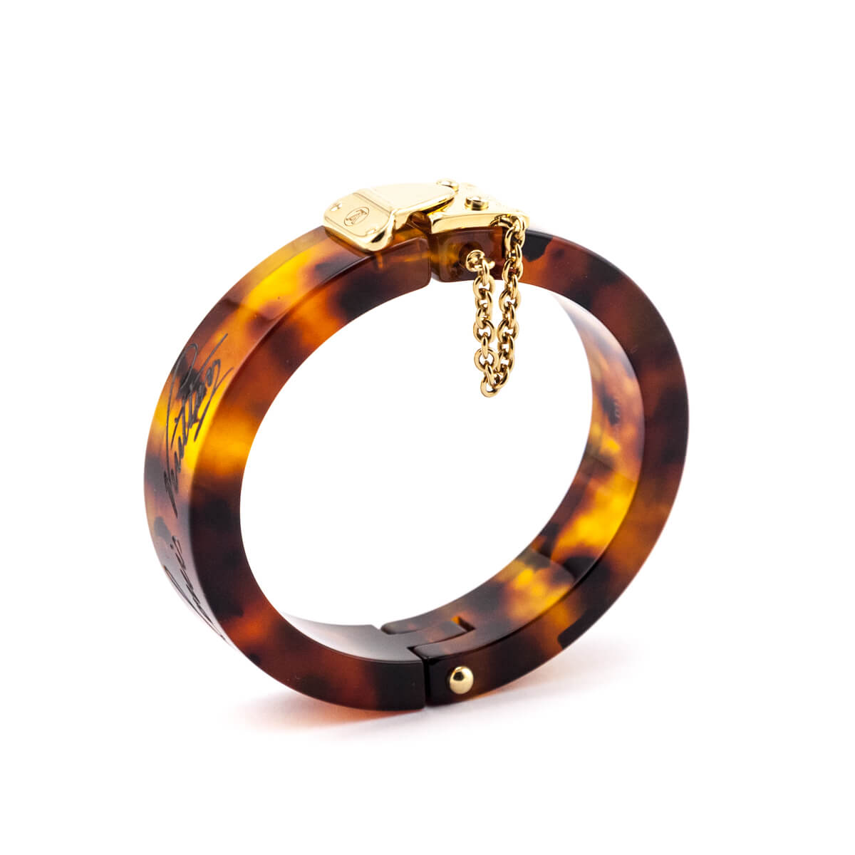 Louis Vuitton Tortoise Resin & Gold Vintage Lock Me Bracelet