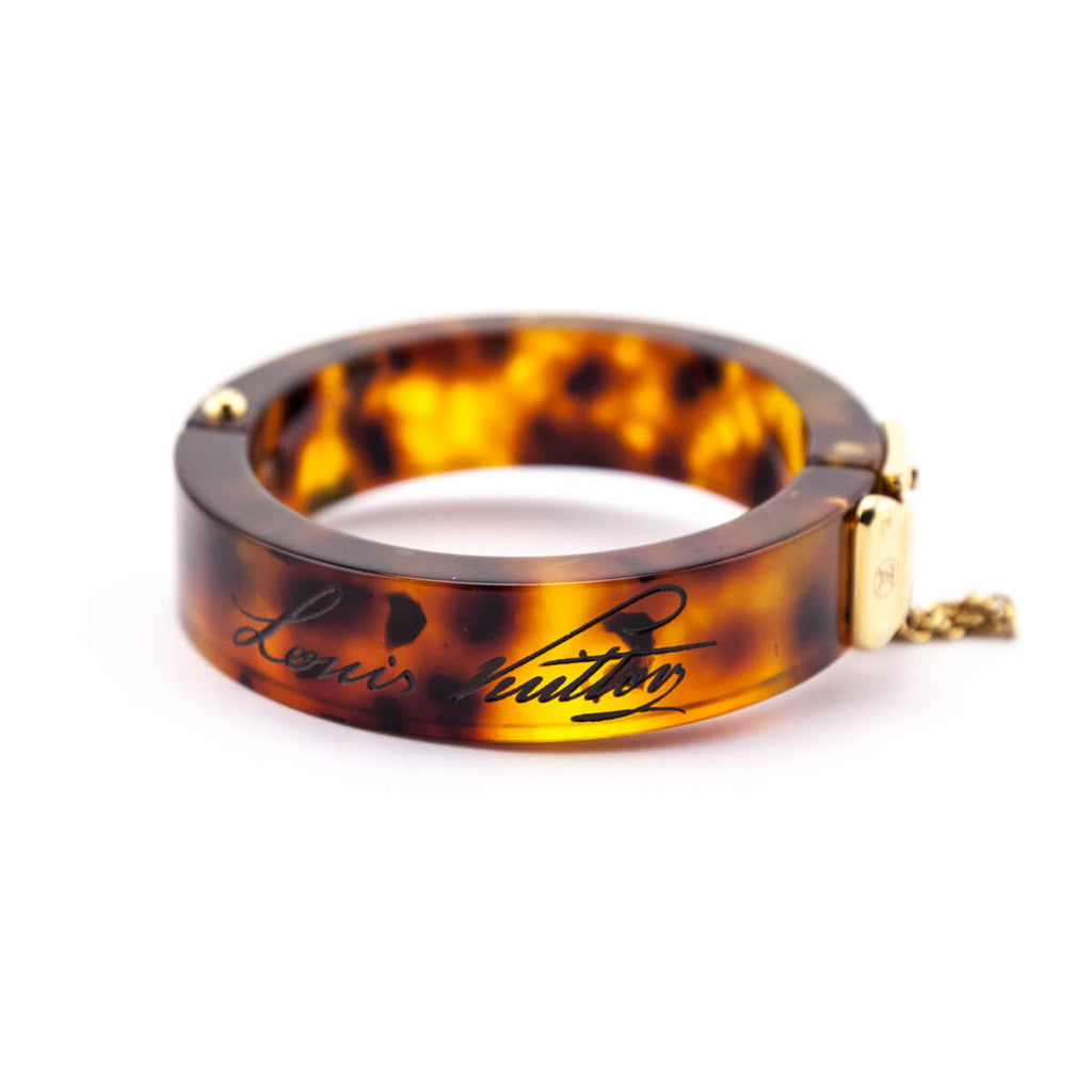 Louis Vuitton Tortoise Resin & Gold Vintage Lock Me Bracelet