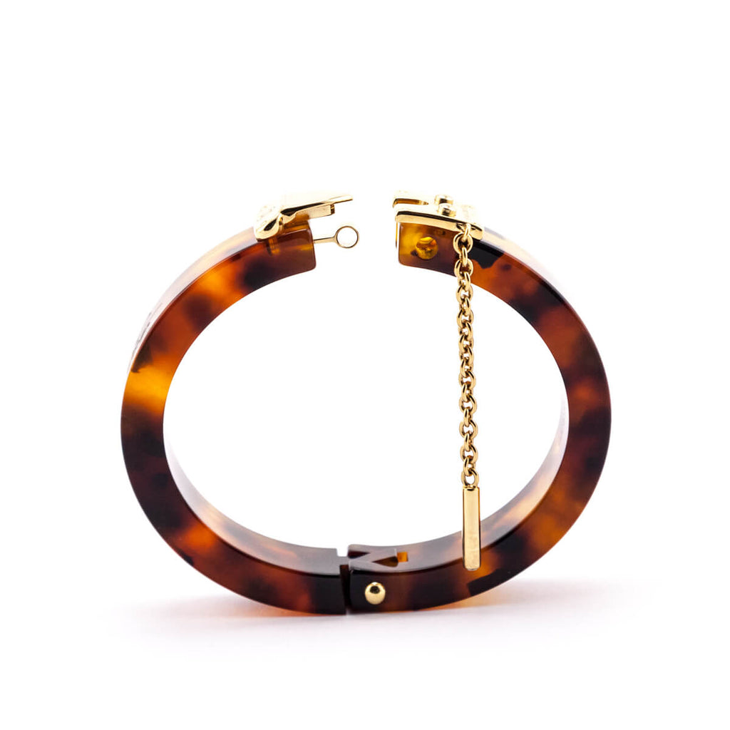 Louis Vuitton Tortoise Resin & Gold Vintage Lock Me Bracelet