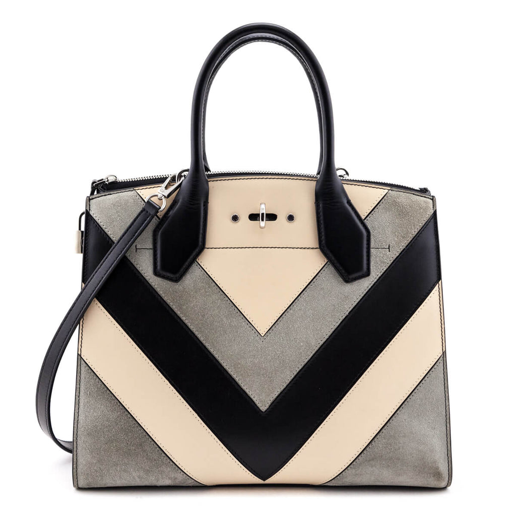 Louis Vuitton Tri-Color Calfskin & Suede Chevron City Steamer MM