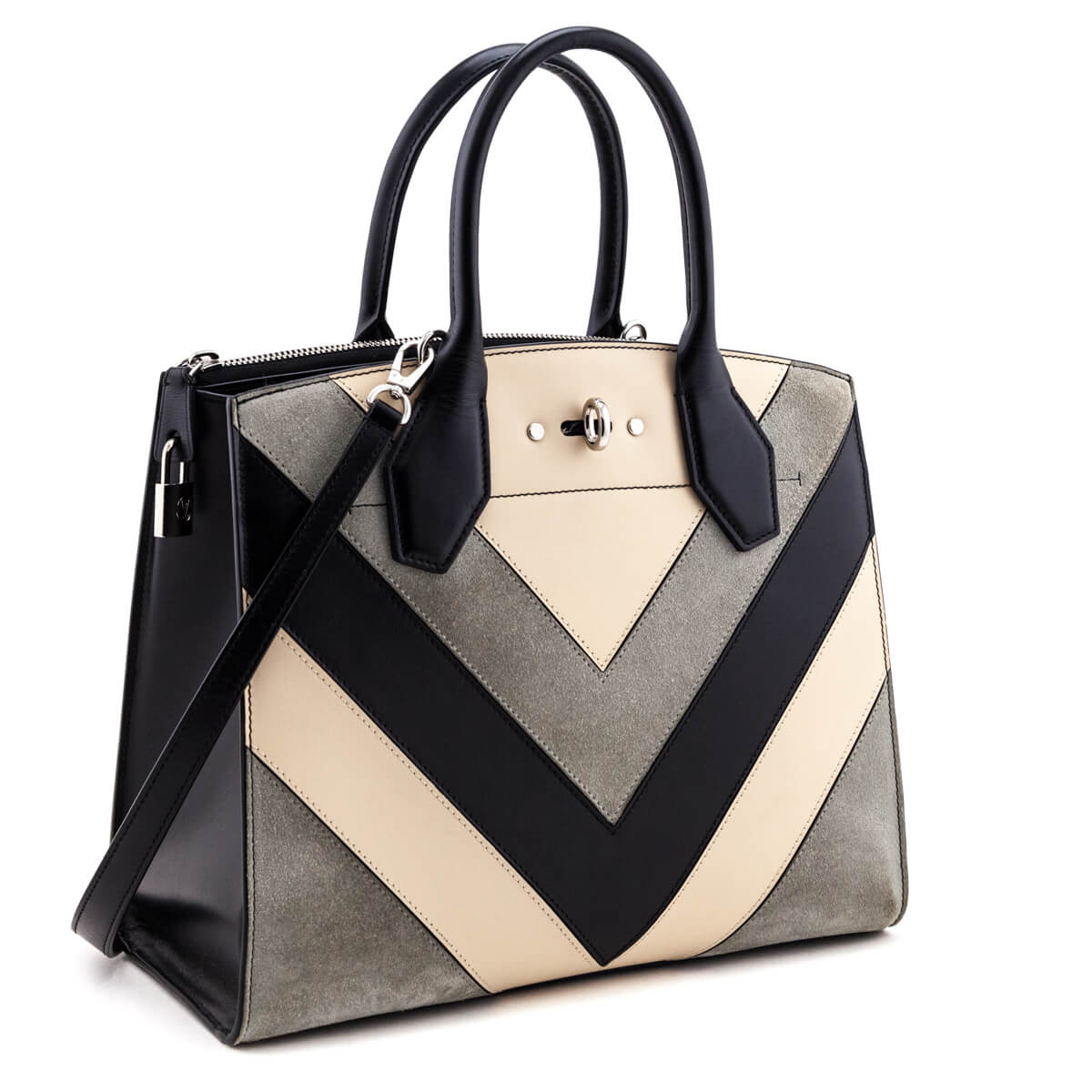 Louis Vuitton Tri-Color Calfskin & Suede Chevron City Steamer MM