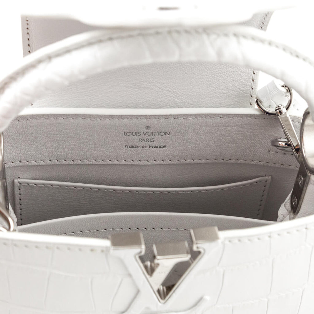 Louis Vuitton White Crocodilien Mat Capucines Mini