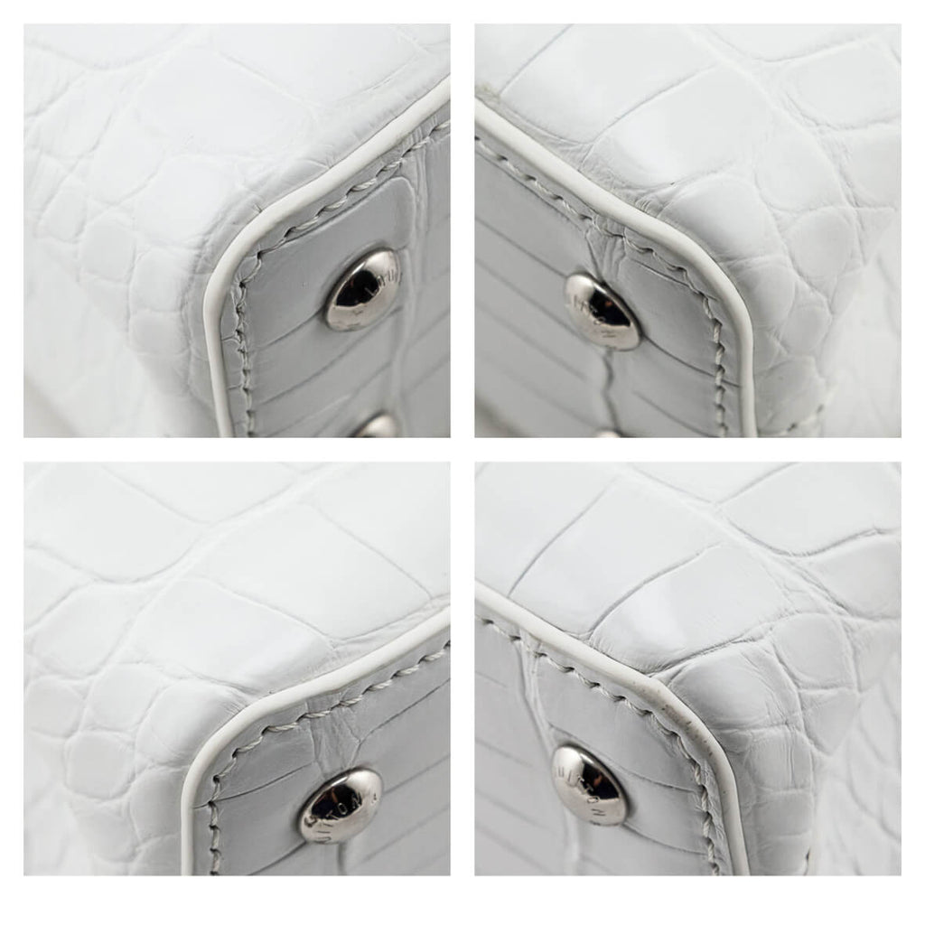 Louis Vuitton White Crocodilien Mat Capucines Mini