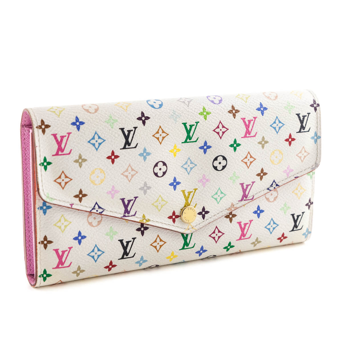 Louis Vuitton White Monogram Multicolore Litchi Sarah Wallet NM