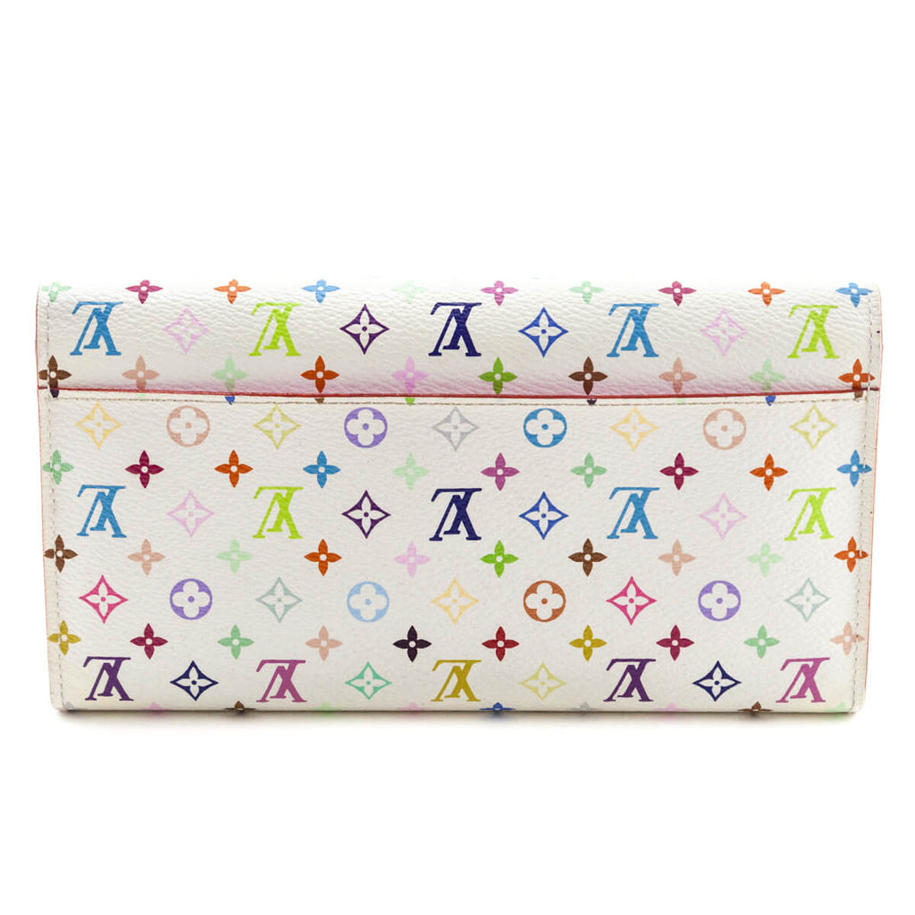 Louis Vuitton White Monogram Multicolore Litchi Sarah Wallet NM