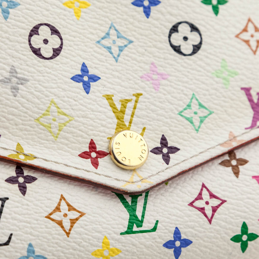Louis Vuitton White Monogram Multicolore Litchi Sarah Wallet NM