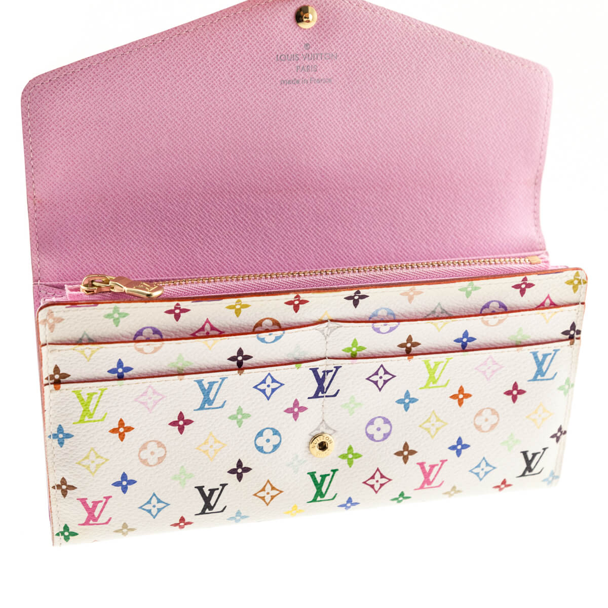 Louis Vuitton White Monogram Multicolore Litchi Sarah Wallet NM