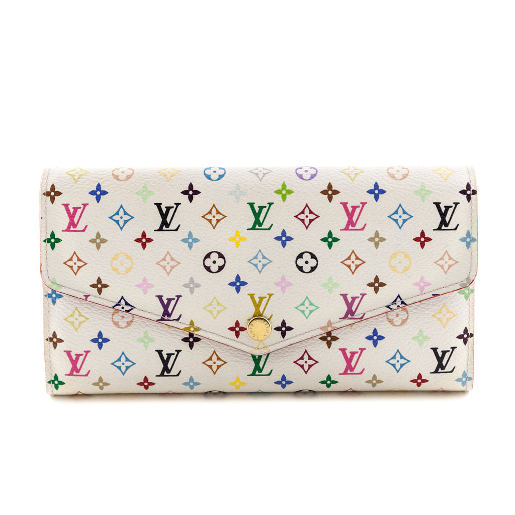 Louis Vuitton White Monogram Multicolore Litchi Sarah Wallet NM