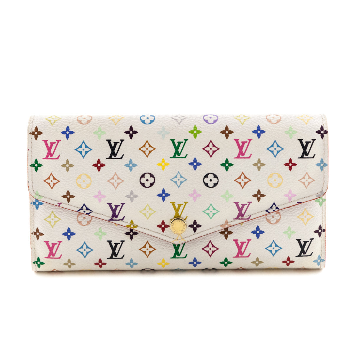 Louis Vuitton White Monogram Multicolore Litchi Sarah Wallet NM