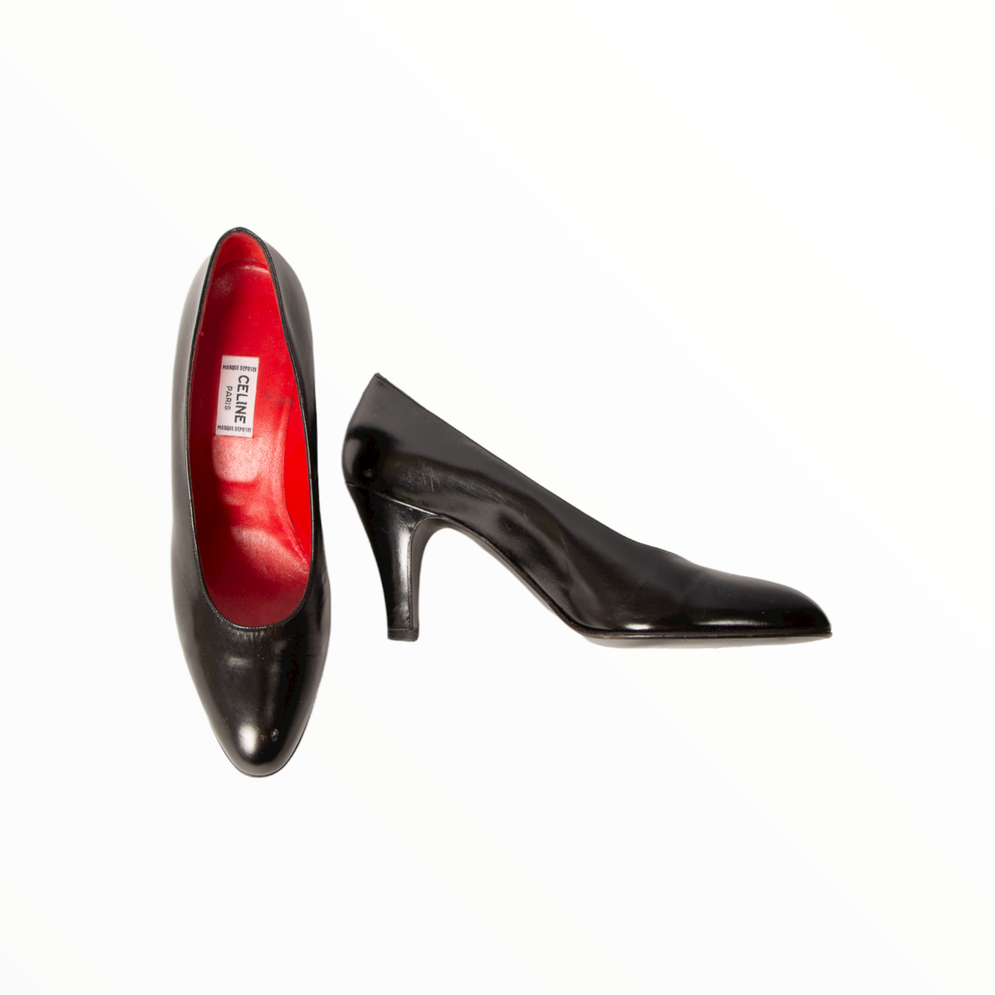 Celine vintage black pumps red interior - 38.5 - 1990s