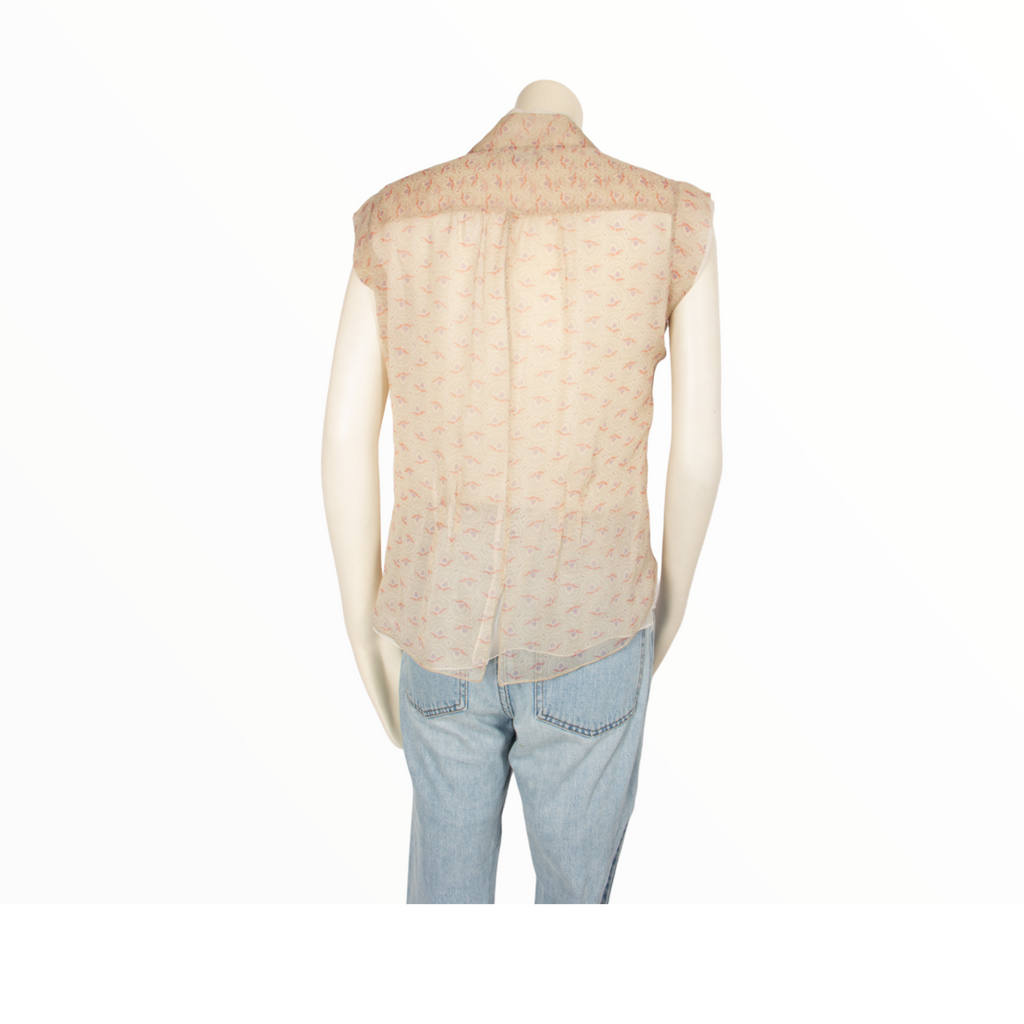 Chanel print beige top - S - 1990s