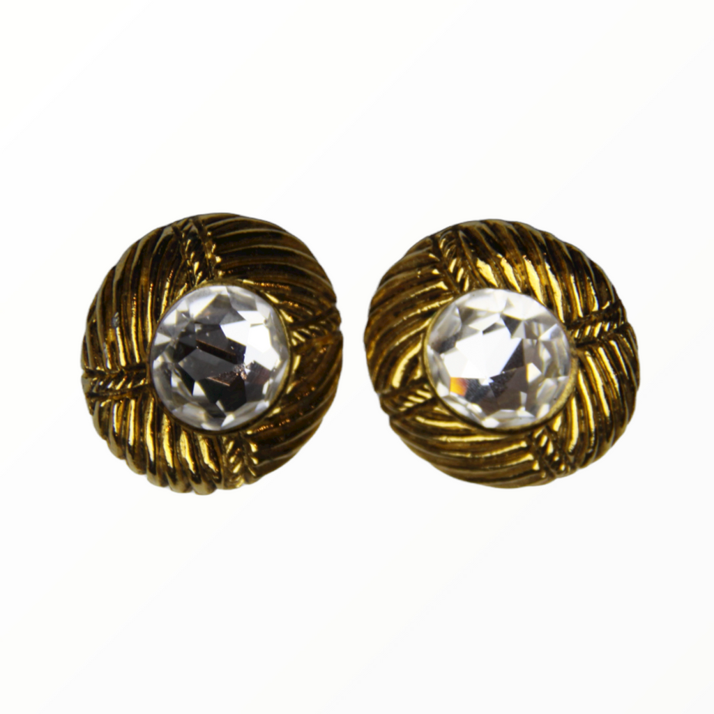 Chanel vintage diamond ear clips  - 1980s