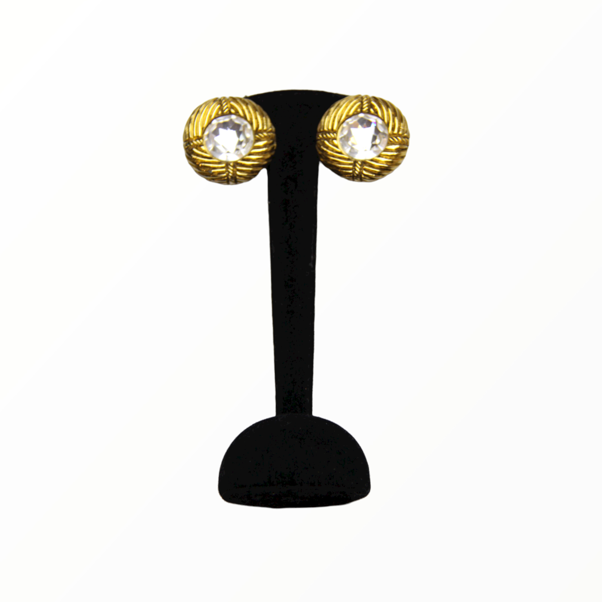 Chanel vintage diamond ear clips  - 1980s