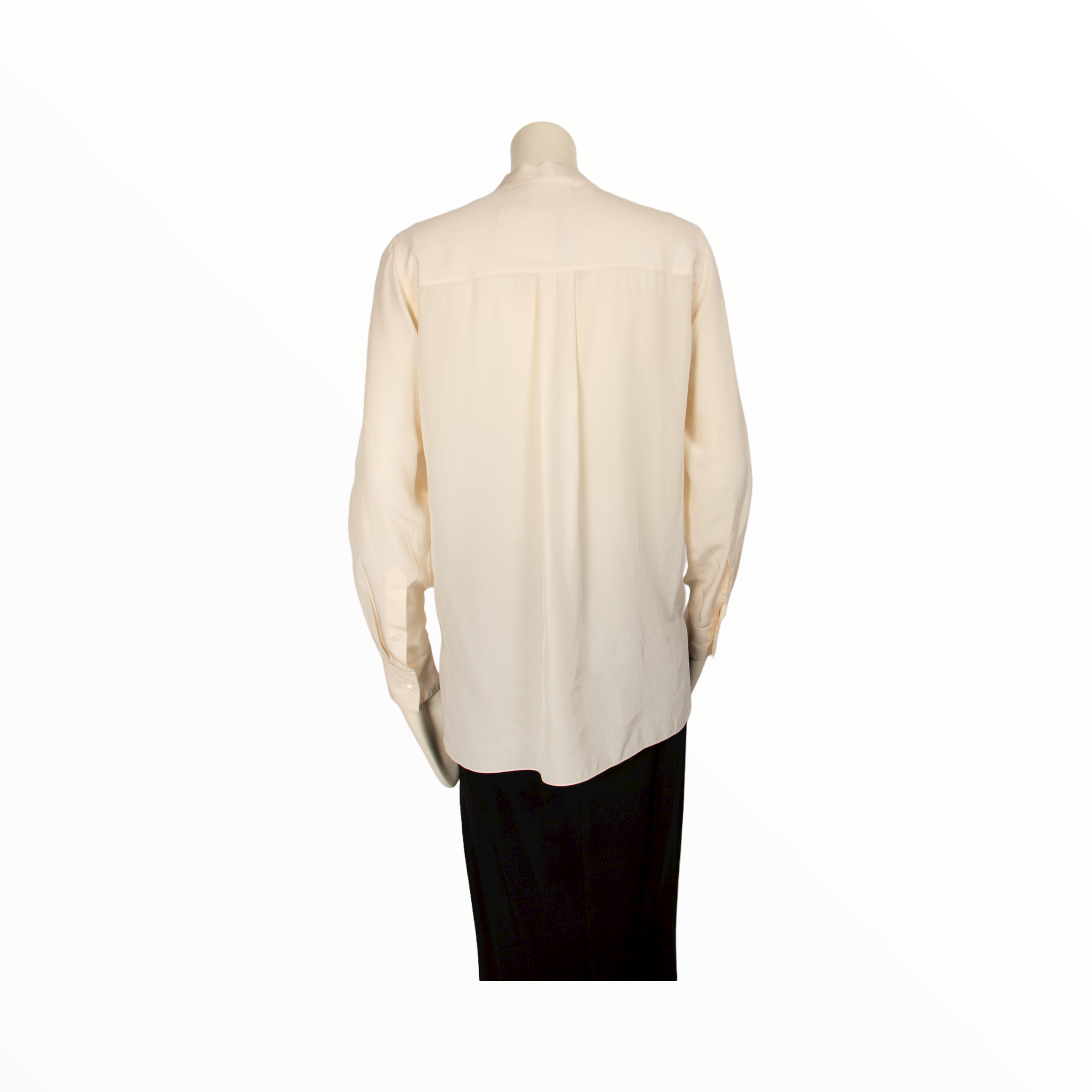 Celine white blouse Mao collar - M - 1990s