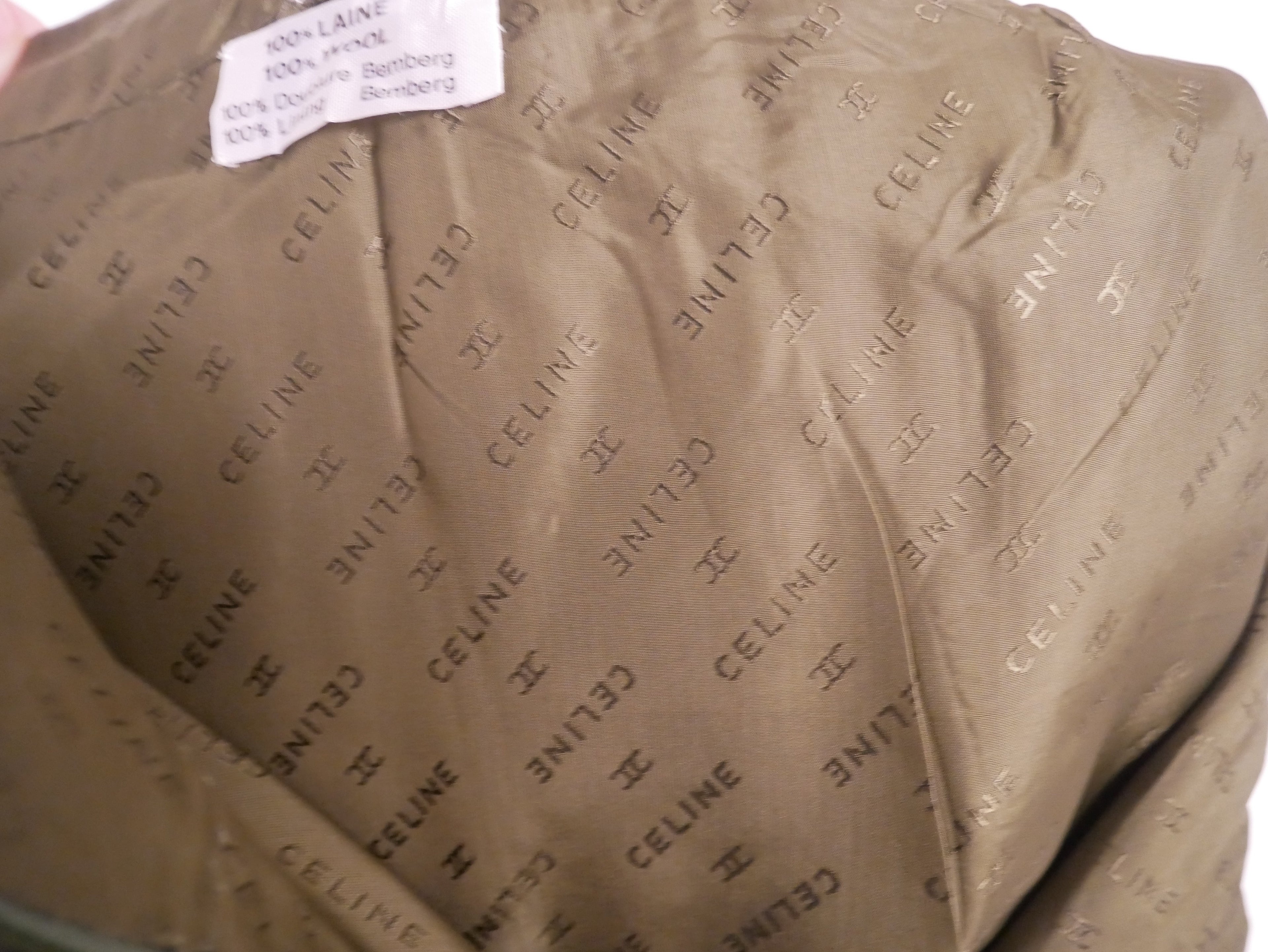 Celine vintage a-lined khaki skirt with gold detail - M - 1970s