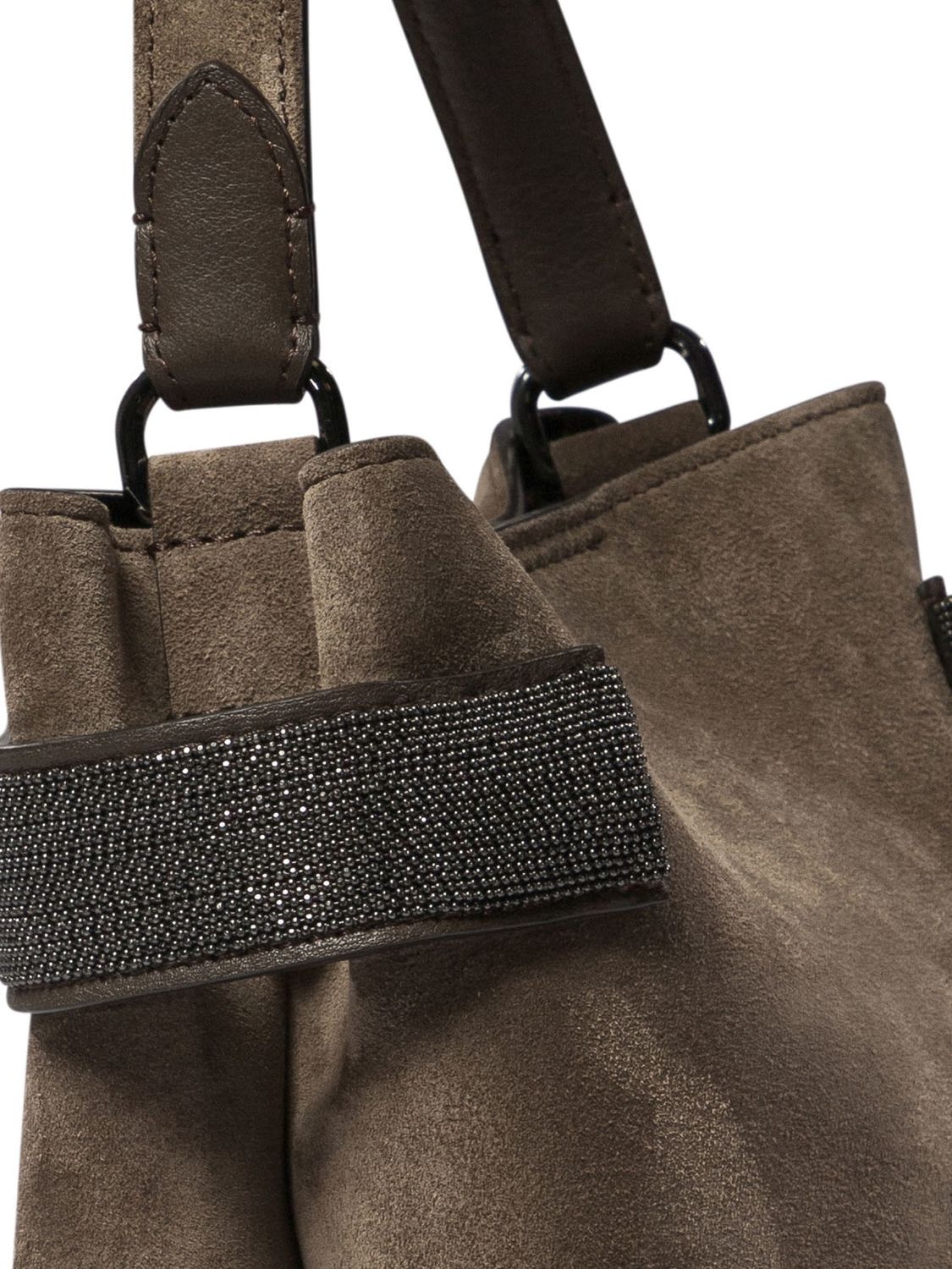 SUEDE BAG WITH PRECIOUS BANDS