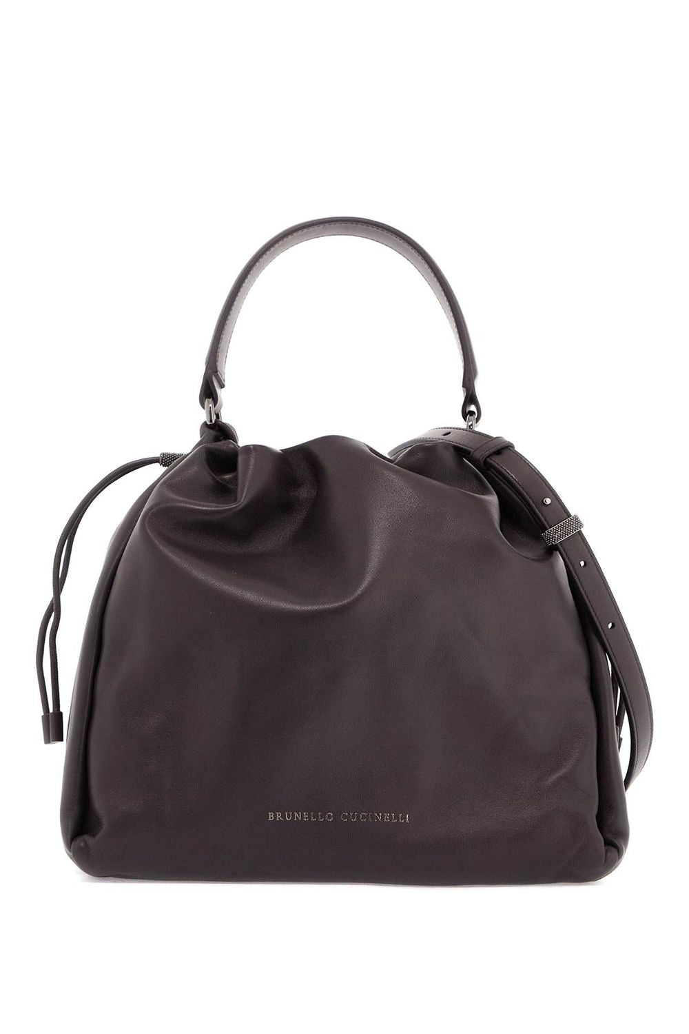 SOFT LEATHER BUCKET BAG WITH PRECIOUS DETAILS