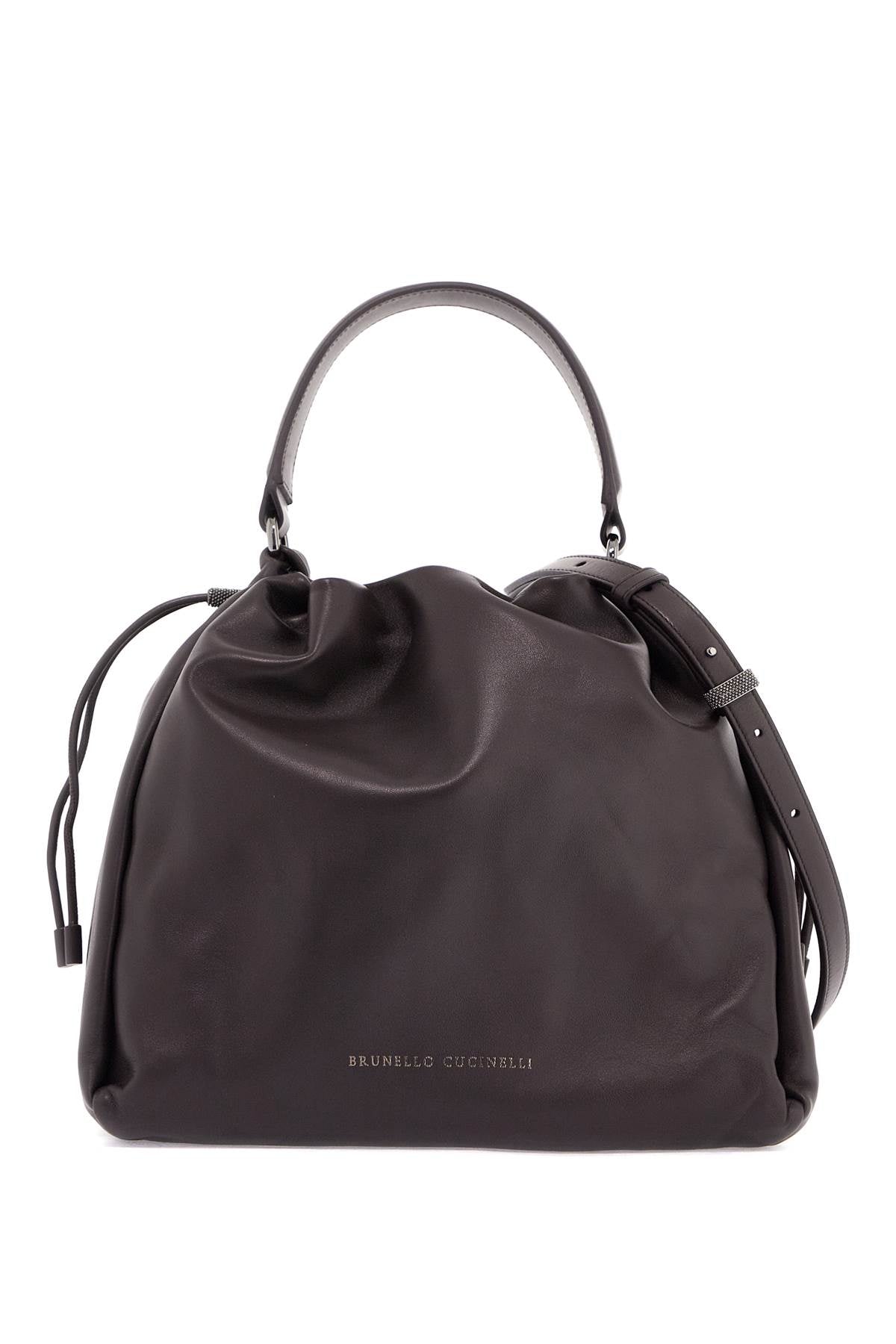 SOFT LEATHER BUCKET BAG WITH PRECIOUS DETAILS