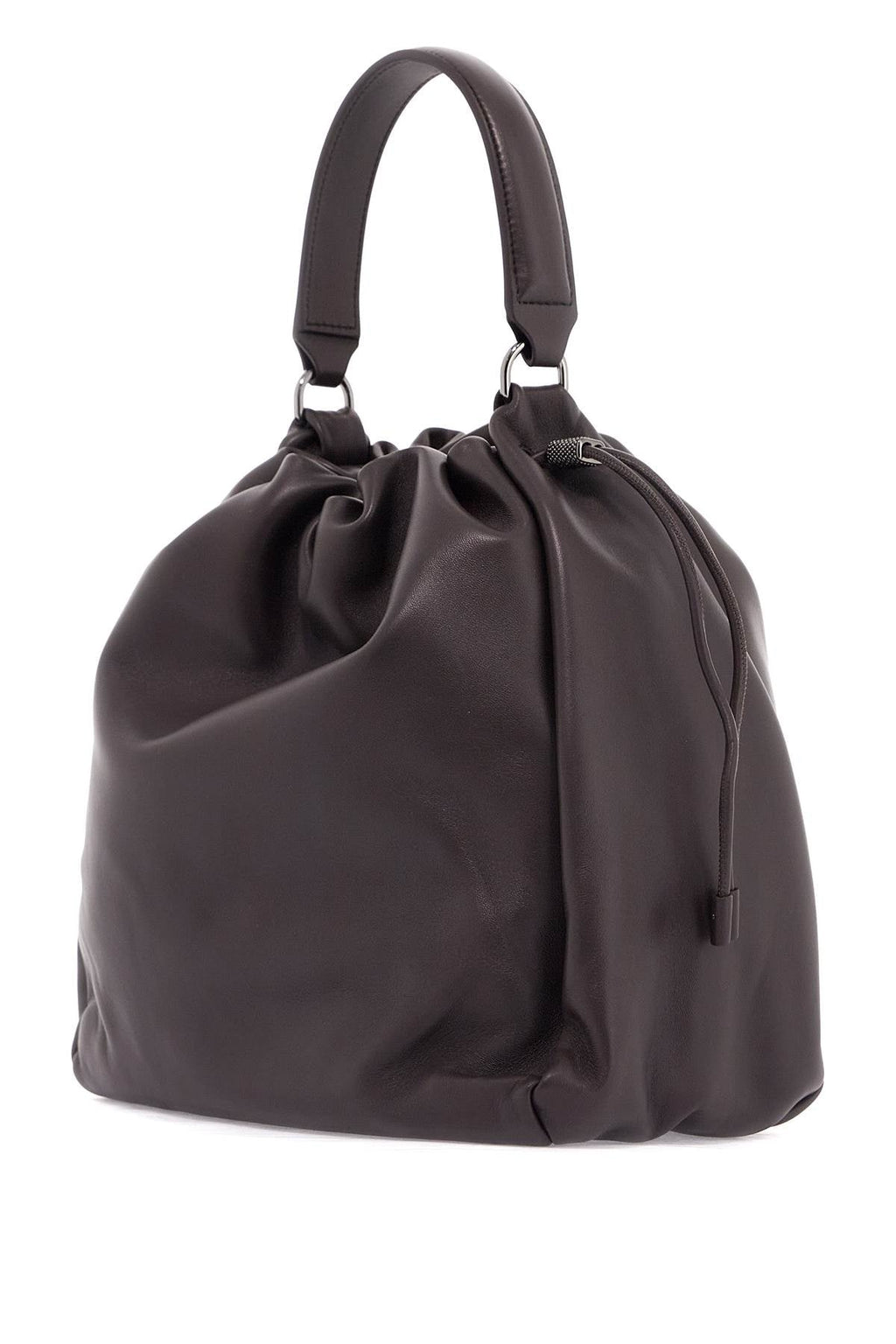 SOFT LEATHER BUCKET BAG WITH PRECIOUS DETAILS