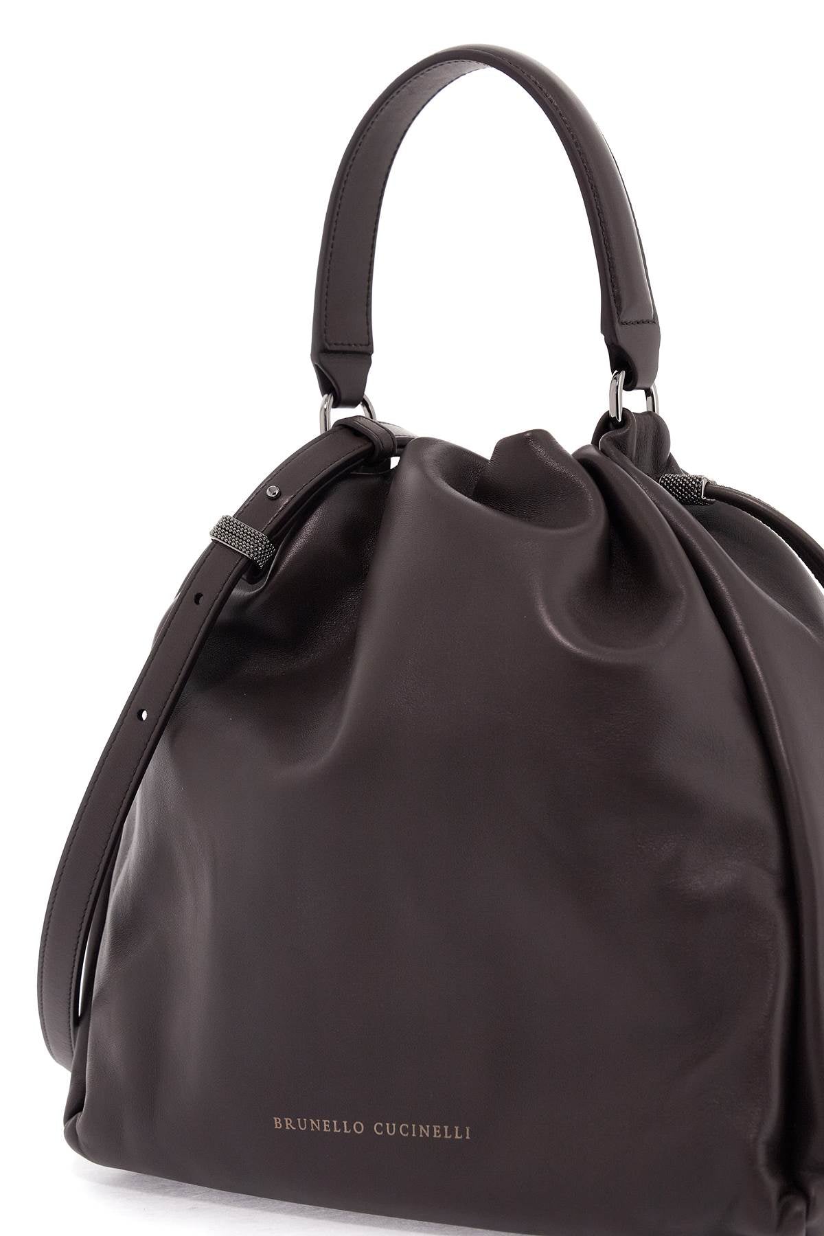 SOFT LEATHER BUCKET BAG WITH PRECIOUS DETAILS