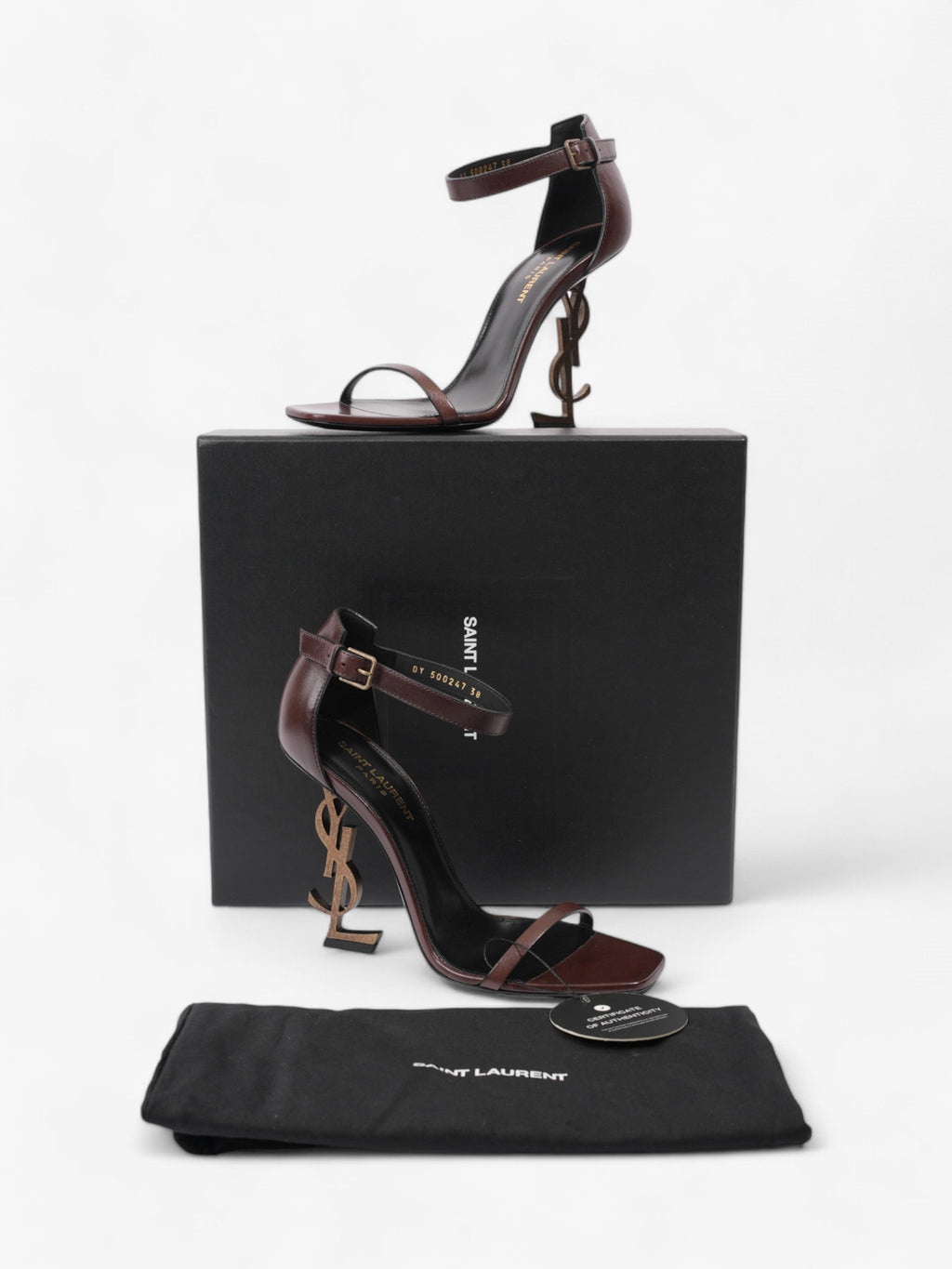 Saint Laurent Opyum 110mm Brown / Gold Leather EU 38 UK 5