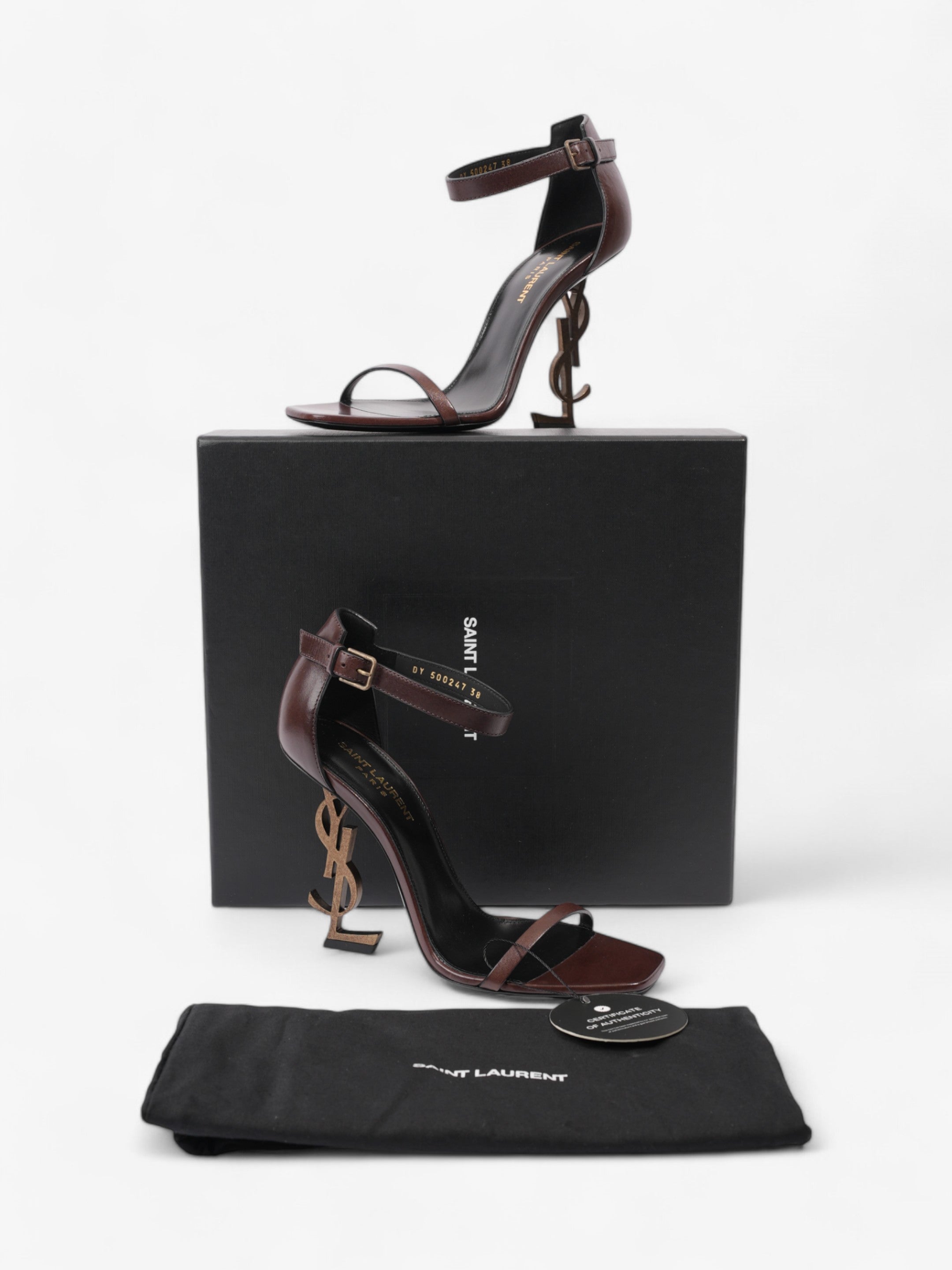 Saint Laurent Opyum 110mm Brown / Gold Leather EU 38 UK 5