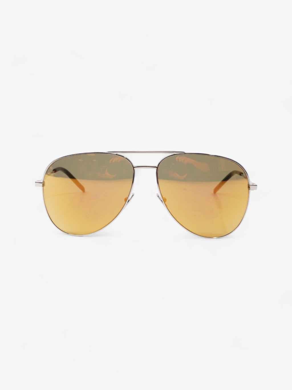 Saint Laurent Classic 11 Aviator Sunglasses Silver / Yellow Lends Base Metal 145mm