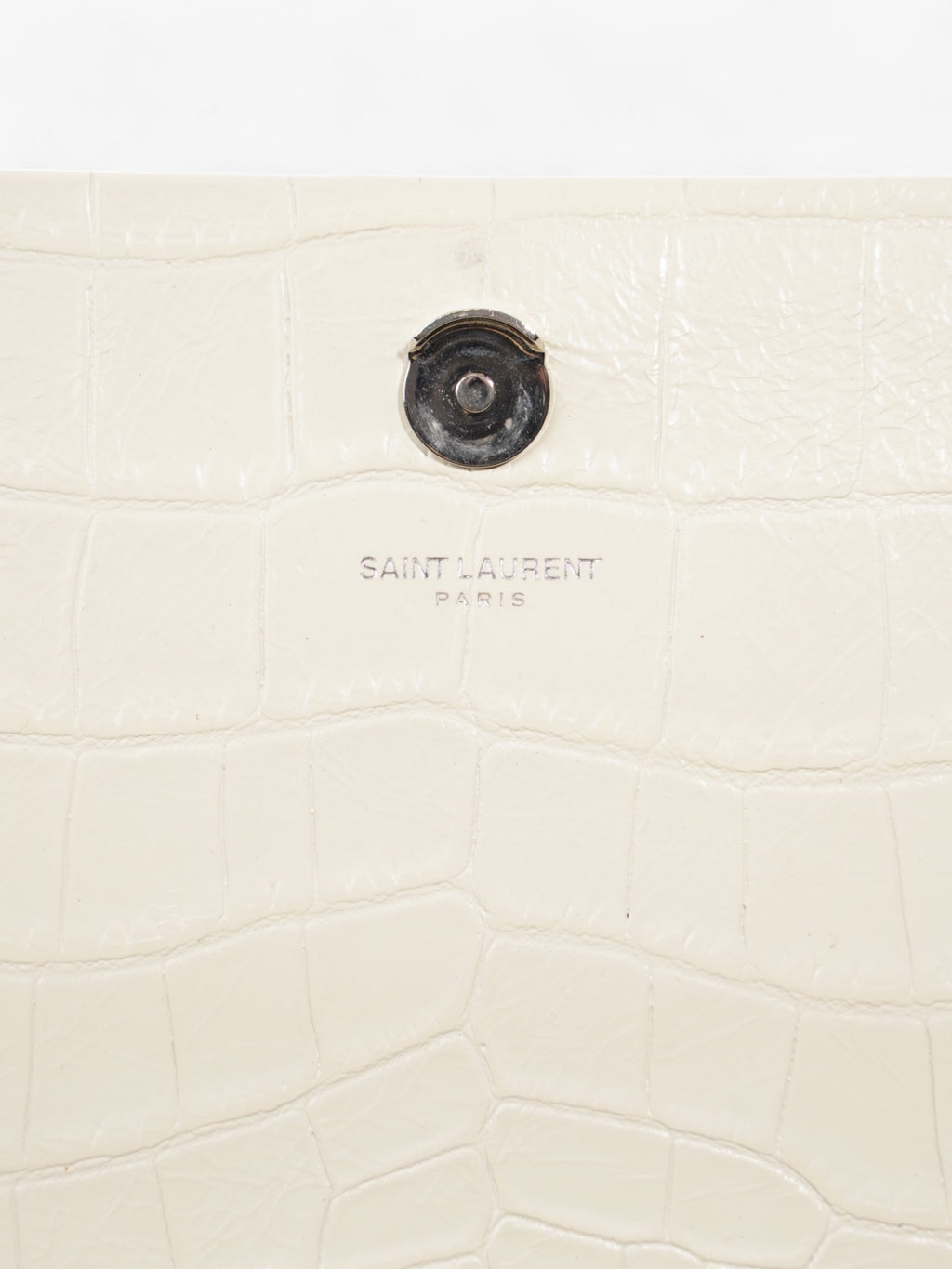 Saint Laurent Kate Tassel Bag White Embossed Leather Medium