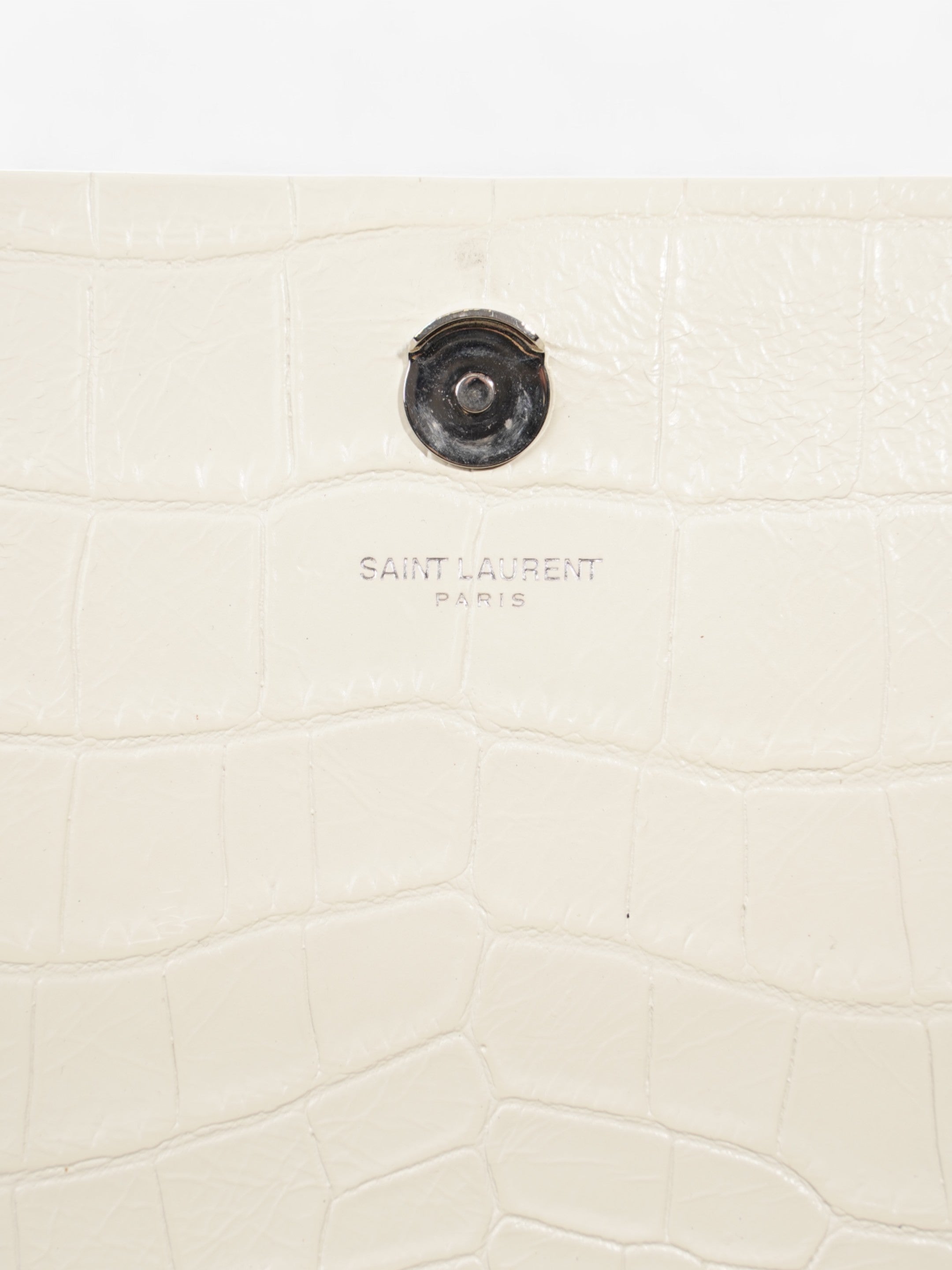 Saint Laurent Kate Tassel Bag White Embossed Leather Medium