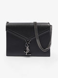 Saint Laurent Cassandra Chain Wallet Black Calfskin Leather