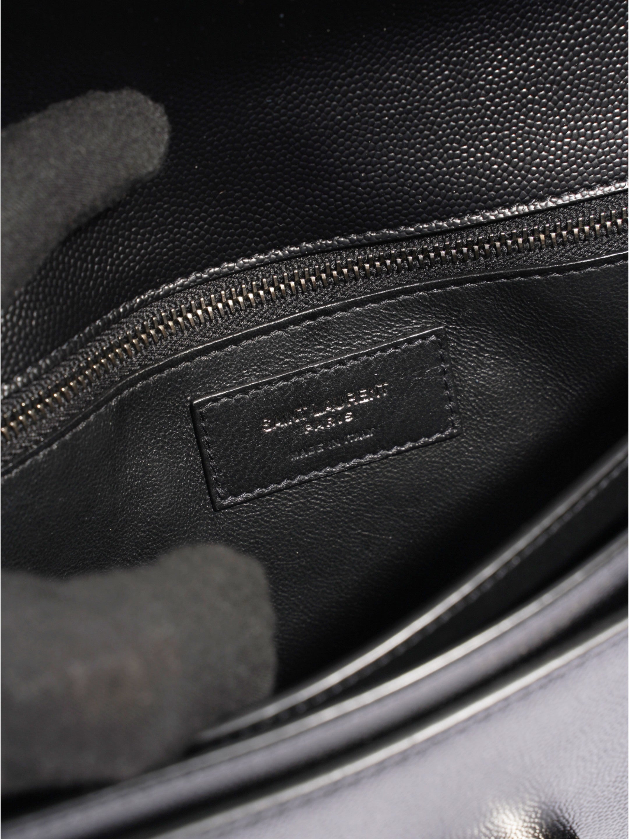 Saint Laurent Cassandra Chain Wallet Black Calfskin Leather