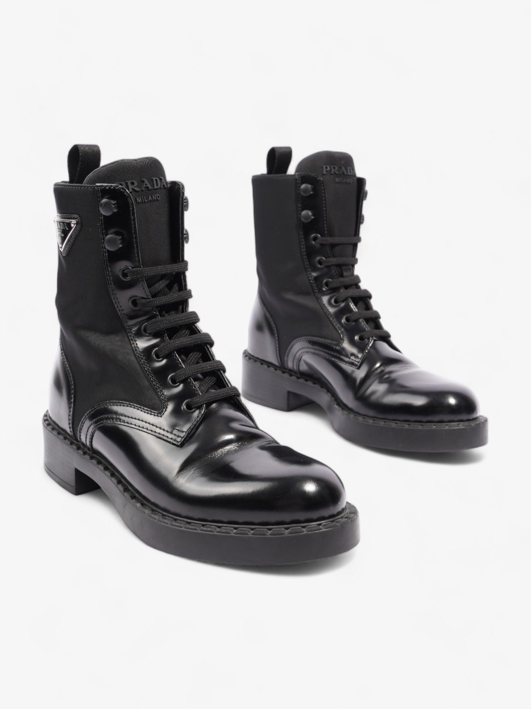 Prada Brushed-leather and Re-Nylon Boots Black Re Nylon EU 38 UK 5
