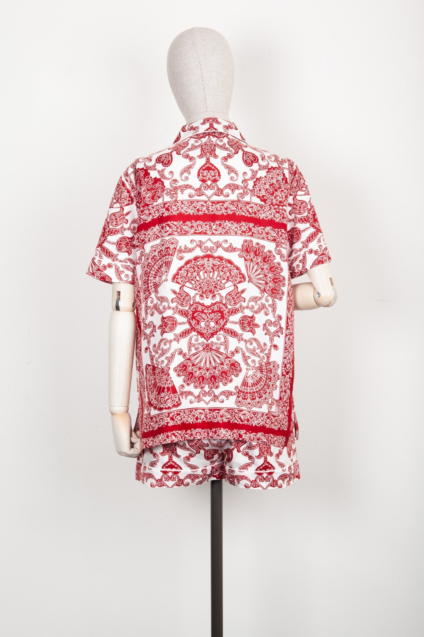 CHRISTIAN DIOR Chez Moi Two Piece Silk Red White