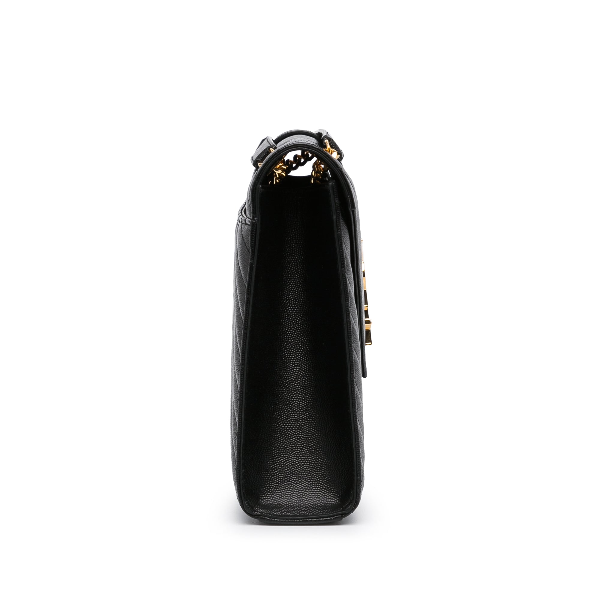 Yves Saint Laurent Envelope Large Black Chevron Quilted Leather