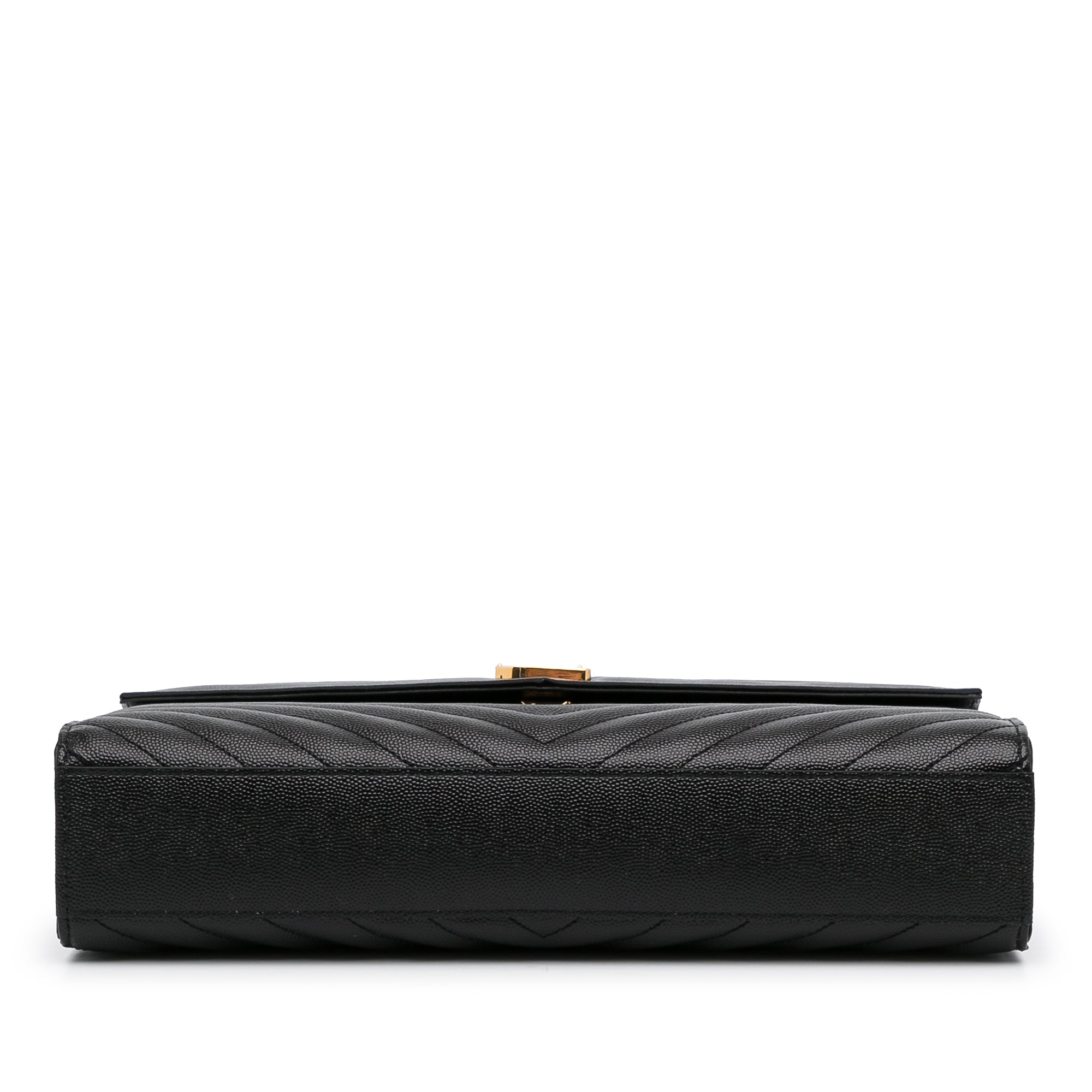 Yves Saint Laurent Envelope Large Black Chevron Quilted Leather