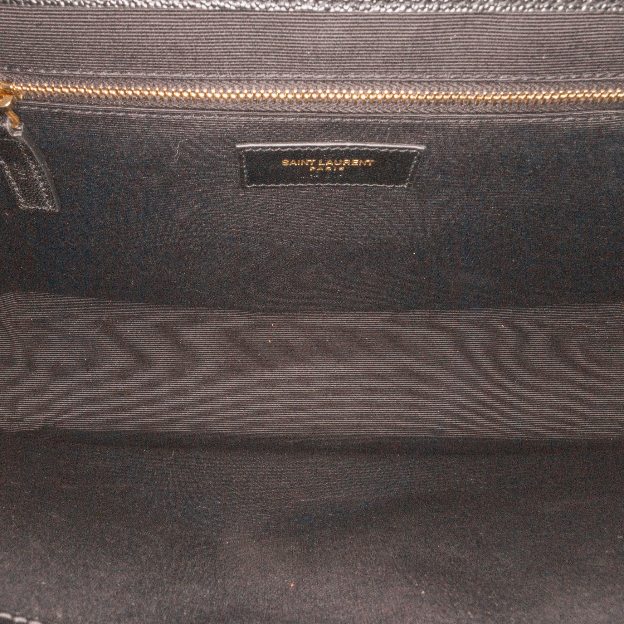 Yves Saint Laurent Envelope Large Black Chevron Quilted Leather