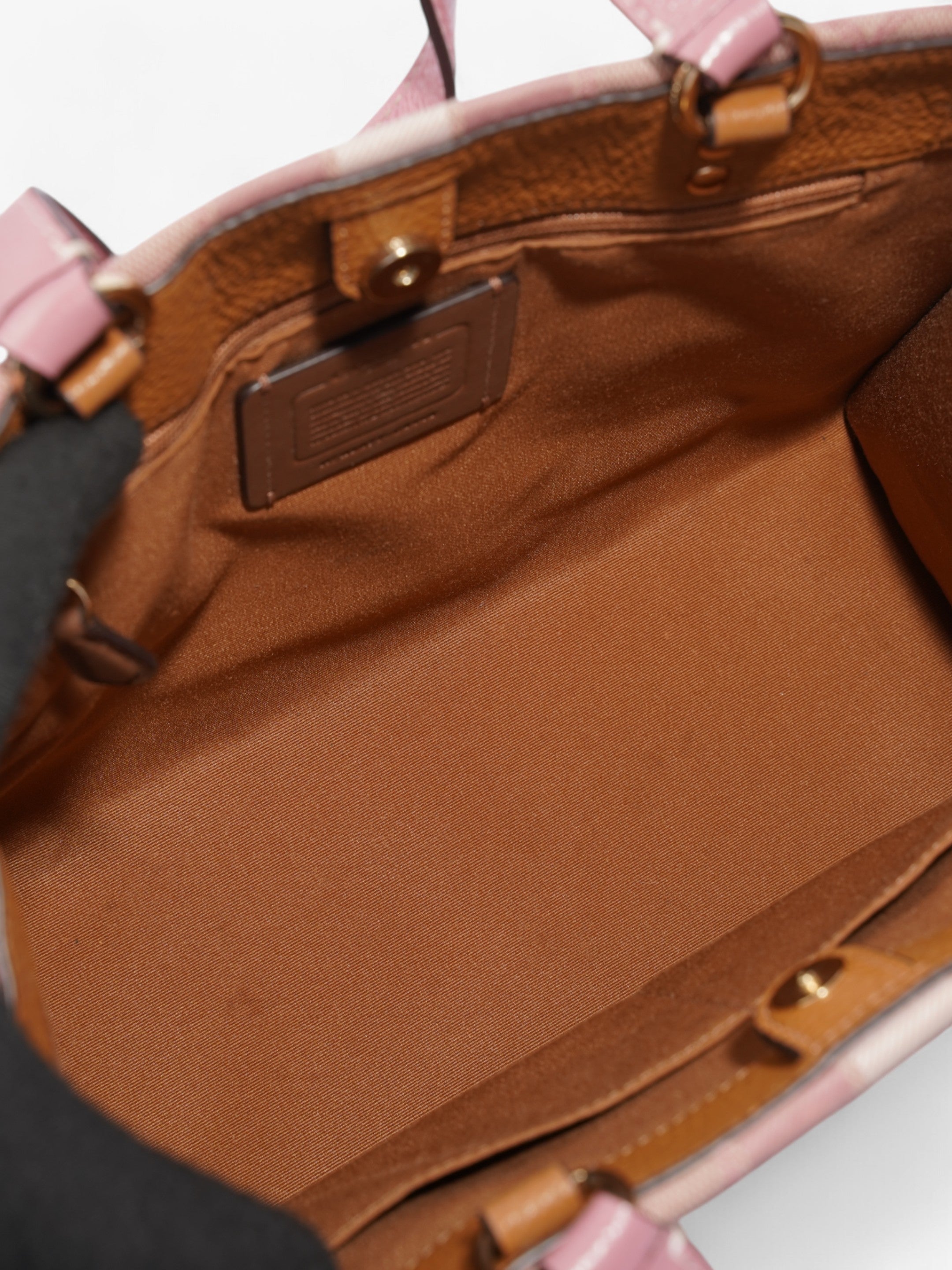 Coach Dempsey Tote Pink / Beige Cotton