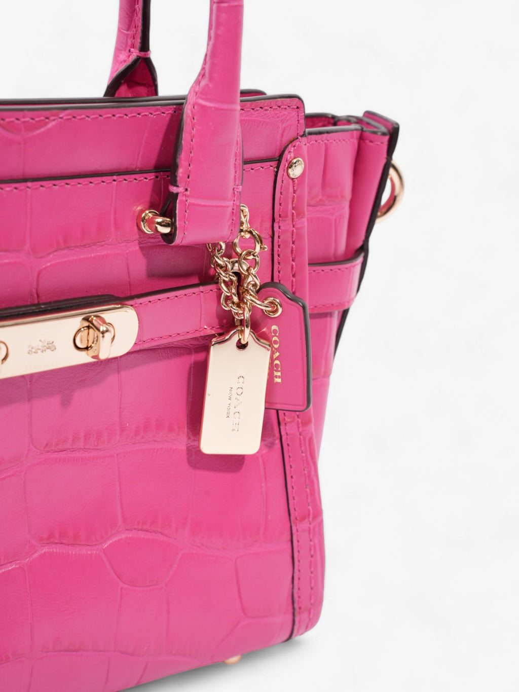 Coach Swagger Satchel Pink Embossed Leather 21